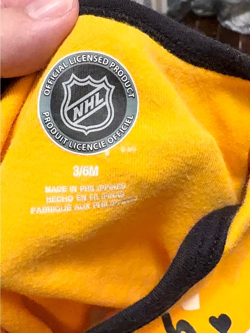 NHL Pittsburgh Penguins Yellow and Black Baby Onesie - Picture 2 of 2
